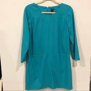 J Crew Teal Long Sleeve Shift Dress Sz 6